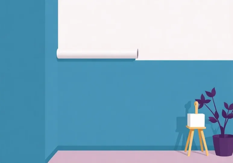 Pose de papier peint, rouleau et brosse à maroufler